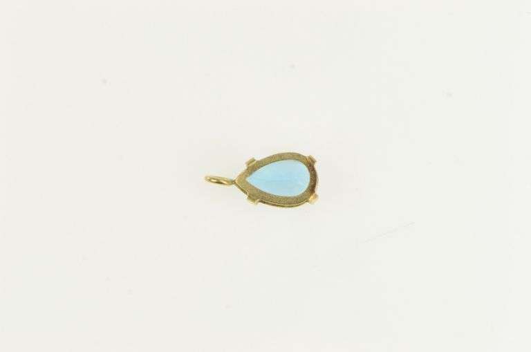 14K Yellow Gold Blue Topaz Solitaire December Birthstone Charm/Pendant