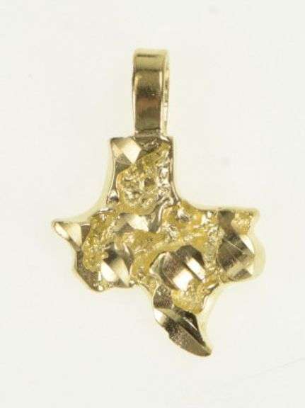 10K Yellow Gold State of Texas Gold Nugget Texture Charm/Pendant