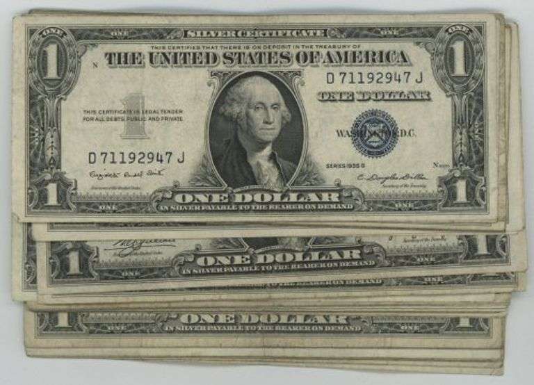 Lot of 40 mixed 1935 & 1957 Series $1 Silver Certificate notes