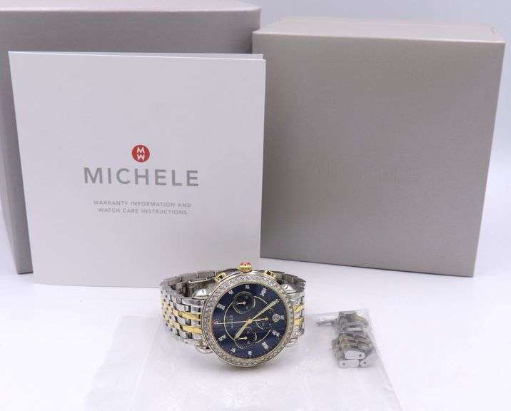 Michele Sidney Chronograph Blue Dial Quartz Watch
