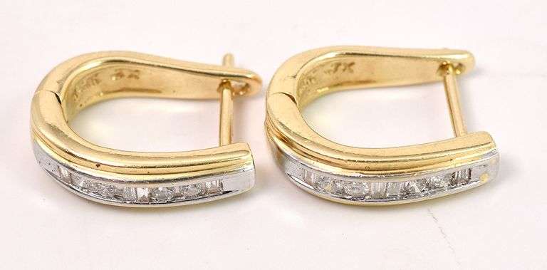 Dazzling Diamond Hoop Earrings in 14K Yellow Gold