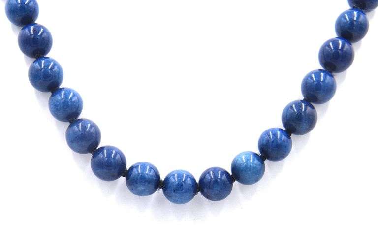 Lapis Beads Necklace with Toggle Clasp