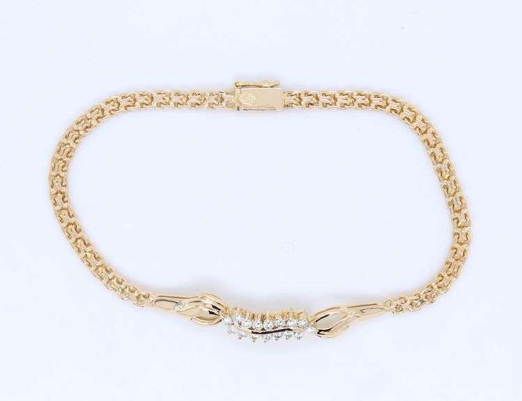 Stunning Yellow Gold Diamond Bar Bracelet