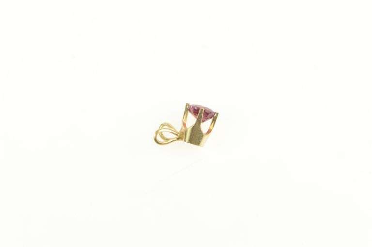 14K Yellow Gold Round Natural Ruby Solitaire Vintage Pendant