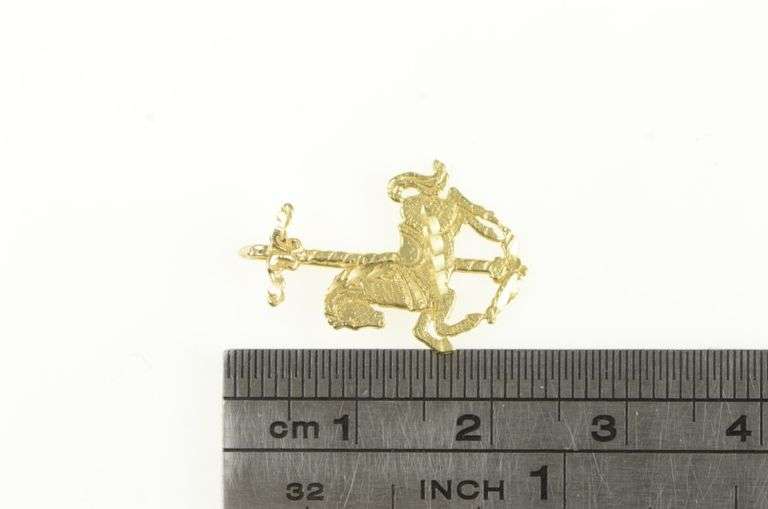 14K Yellow Gold Diamond Cut Carousel Horse Ornate Animal Charm/Pendant