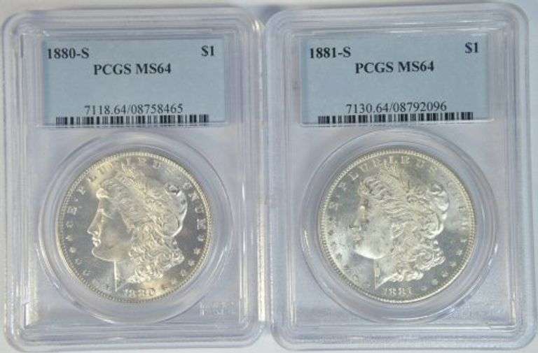 Blazing near Gem BU 1880-S & 1881-S Morgans. PCGS MS64