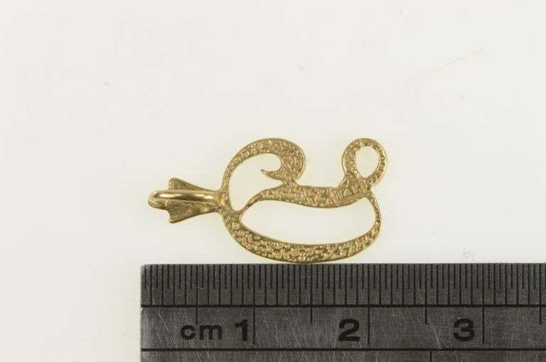 14K Yellow Gold D Cursive Letter Initial Name Monogram Charm/Pendant