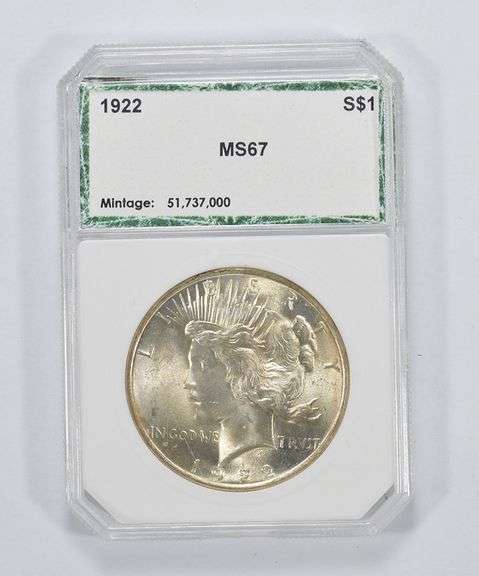 MS67 1922 Peace Silver Dollar - PCI Graded