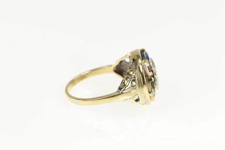 10K Yellow Gold Vintage Order of the Eastern Star Enamel Ring