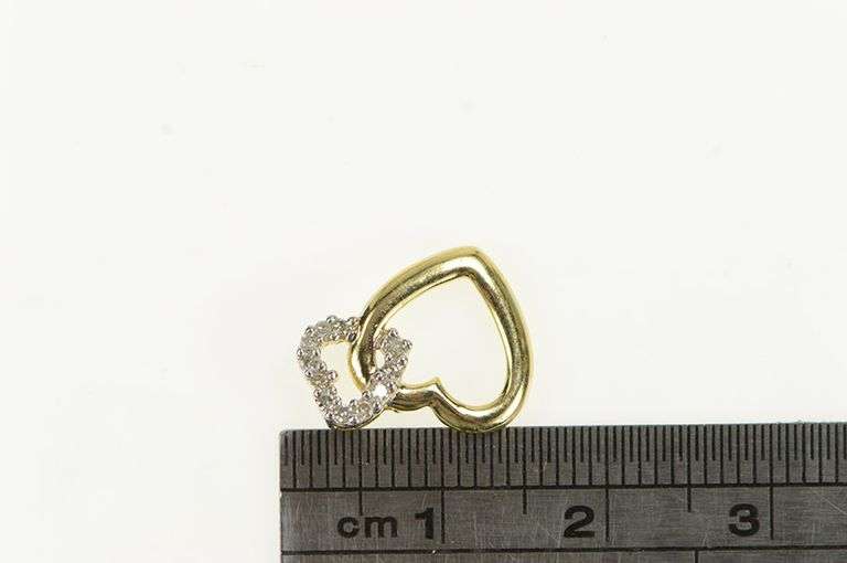 10K Yellow Gold Interlocked Hearts Love Symbol Diamond Pendant