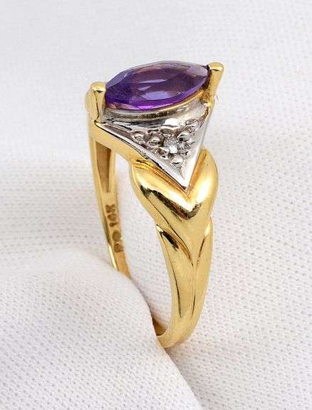 Tastegul 14k YG Marquise Amethyst Ring