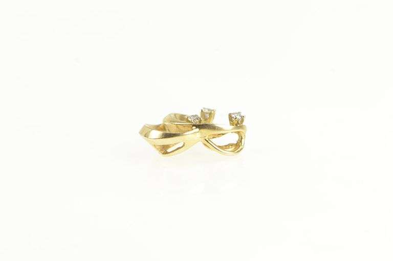 14K Yellow Gold Diamond Freeform Swirl Cluster Statement Pendant