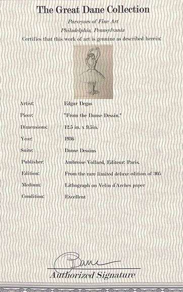 Extremely Collectible and Rare Degas Lithograph from Danse Dessin Suite Circa 1936