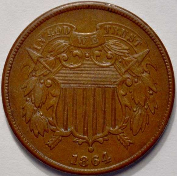 1864 2 Cent Piece Large Motto