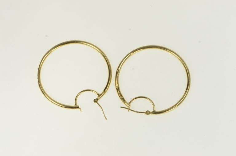 10K Yellow Gold 35.4mm Round Classic Simple Hoop Earrings