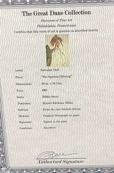 Rare Salvador Dali Biblia Sacra Lithograph Circa 1960's