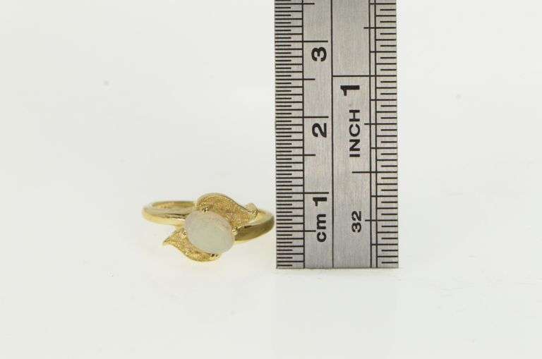 14K Yellow Gold Natural Opal Oval Ornate Bypass Vintage Ring