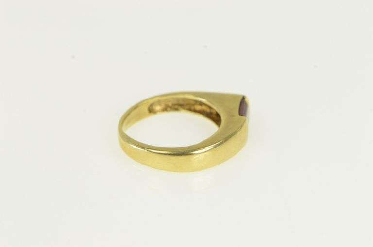 14K Yellow Gold Emerald Cut Garnet Geometric Stacking Band Ring