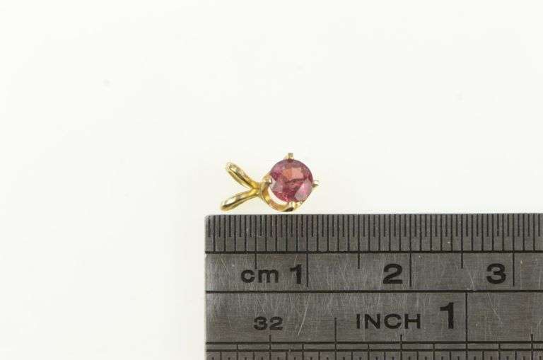 14K Yellow Gold Round Natural Ruby Solitaire Vintage Pendant