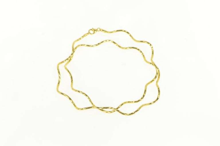 14K Yellow Gold 1.7mm Spiral Coil Vintage Textured Chain Necklace