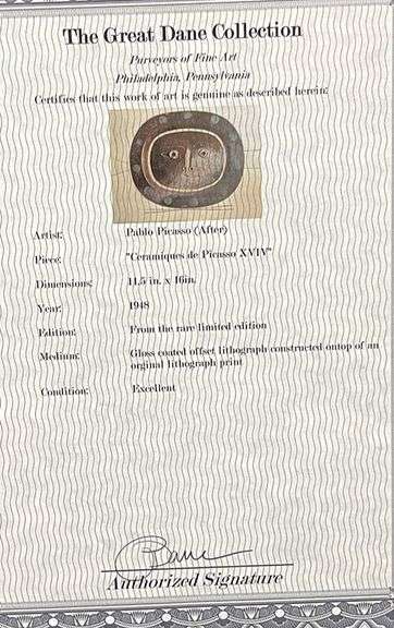 Very Rare Picasso Offset Lithograph in Gloss Coated from 1948