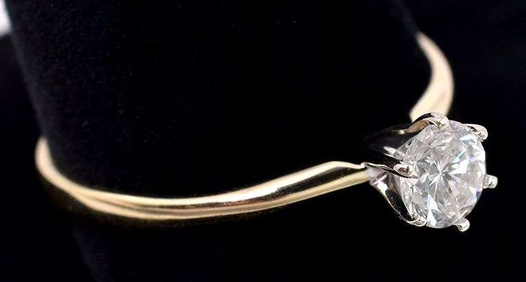 Dazzling Solitaire Diamond Ring In 14K Yellow Gold