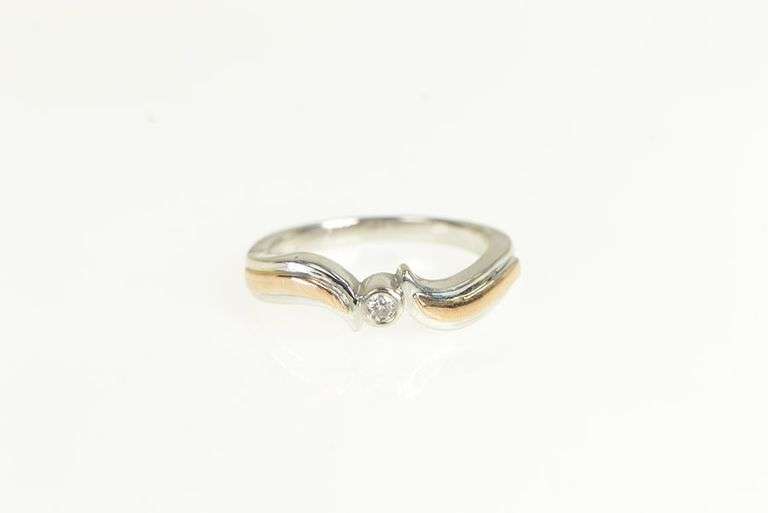 10K White Rose Gold Diamond Bypass Promise Engagement Ring