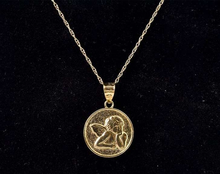 Heavenly 14K Yellow Gold Angle Pendant Necklace