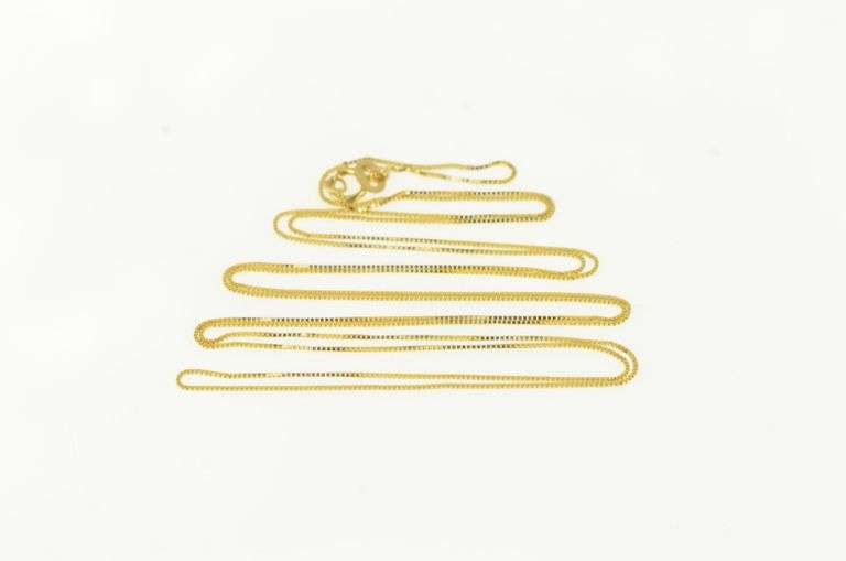 10K Yellow Gold 0.5mm Square Chain Lon Classic Box Link Necklace