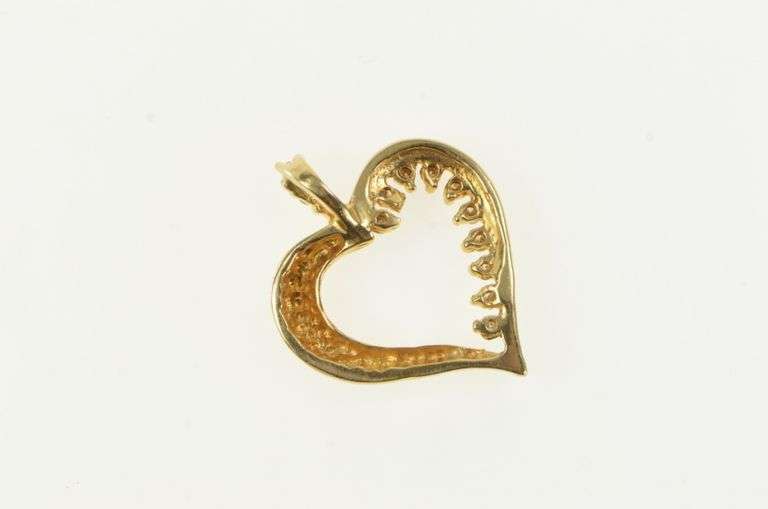 14K Yellow Gold Diamond Heart Vintage Love Symbol Classic Pendant