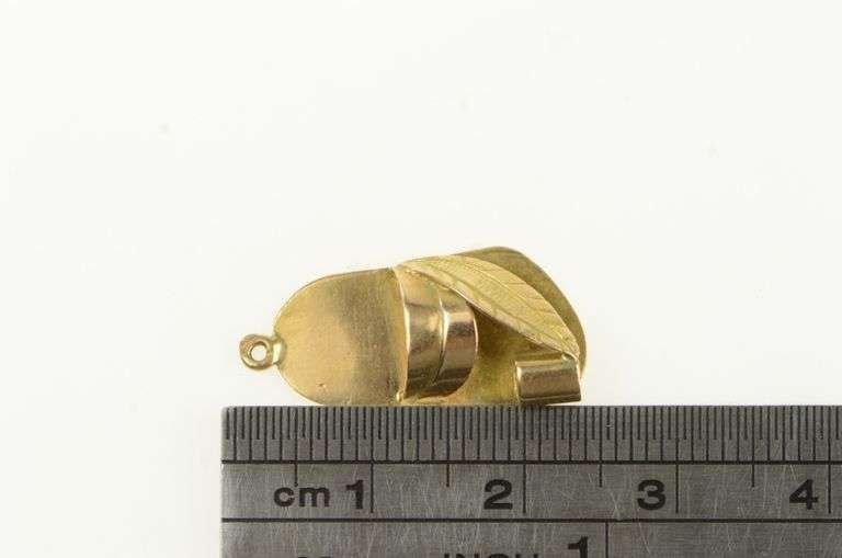 14K Yellow Gold 3D Simple Sandal Leaf Shoe Vintage Charm/Pendant
