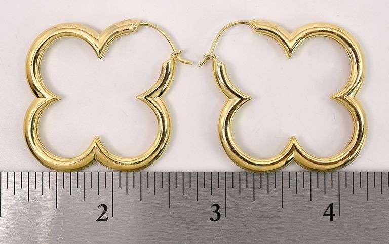 Vermeil Clover Hoop Earrings in Sterling Silver