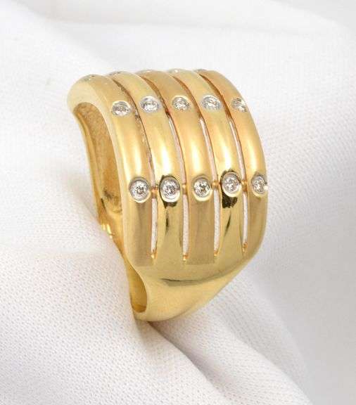 Contemporary Wide Ring with Diamonds