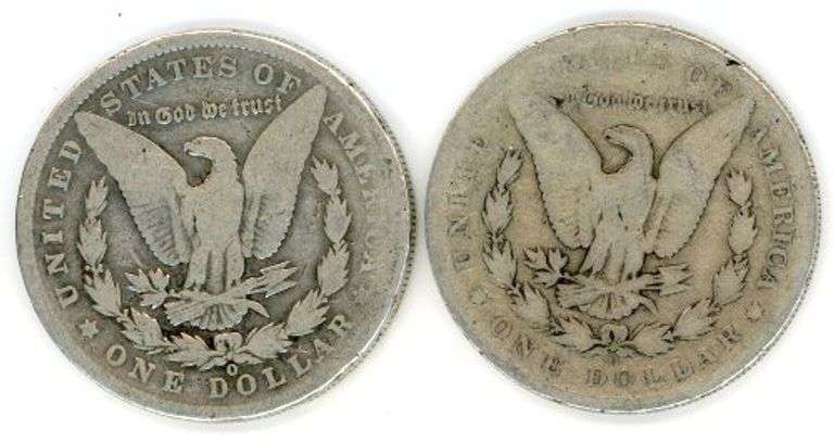 Two Different Morgan Silver Dollars: 1900-O & 1901-O