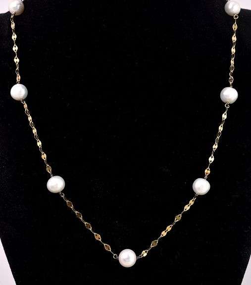 Vermeil Pearl Necklace In Sterling Silver