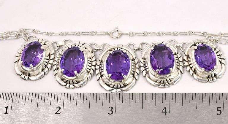 Amythest Drop Necklace in Sterling Silver