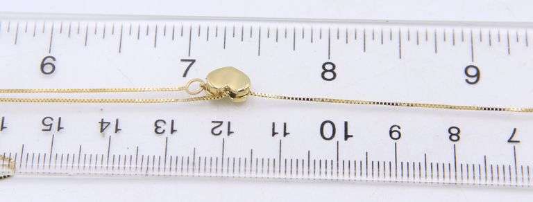 Simple Yellow Gold Box Chain with Heart adjustable Clasp
