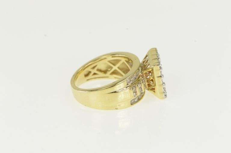10K Yellow Gold 1.37 Ctw Squared Diamond Cluster Engagement Ring