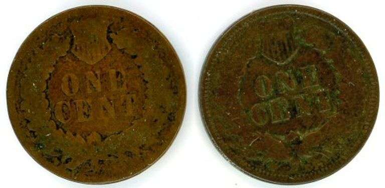 2 Different Rare Date Indian Head Cents: 1871 & 1876