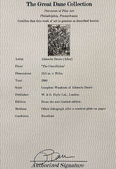 Extremely Rare Albrecht Durer Vintage Lithograph After a Woodcut Plate Circa 1946