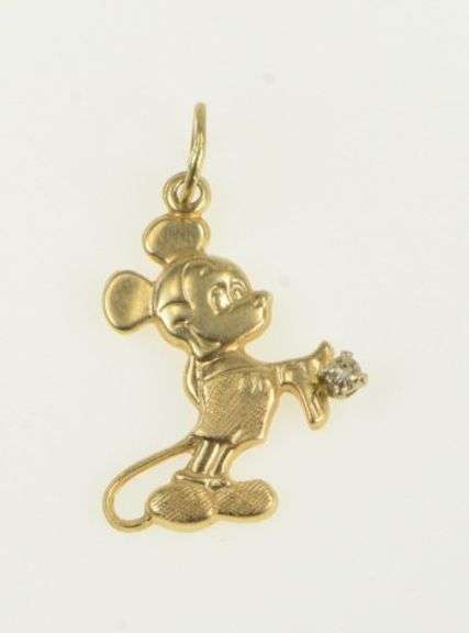 14K Yellow Gold Walt Disney Prod. Mickey Mouse Cartoon Charm/Pendant