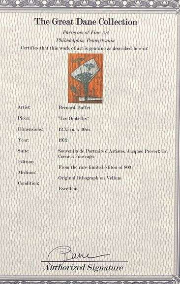 Vintage Limited Edition Bernard Buffet Lithograph Circa 1970's