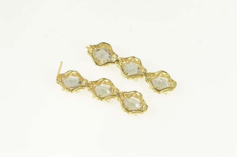 14K Yellow Gold Faceted Oval Mystic Topaz Dangle Earrings
