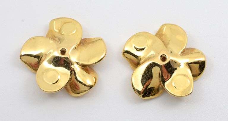 Lovely 14K YG Floral Earring Jackets