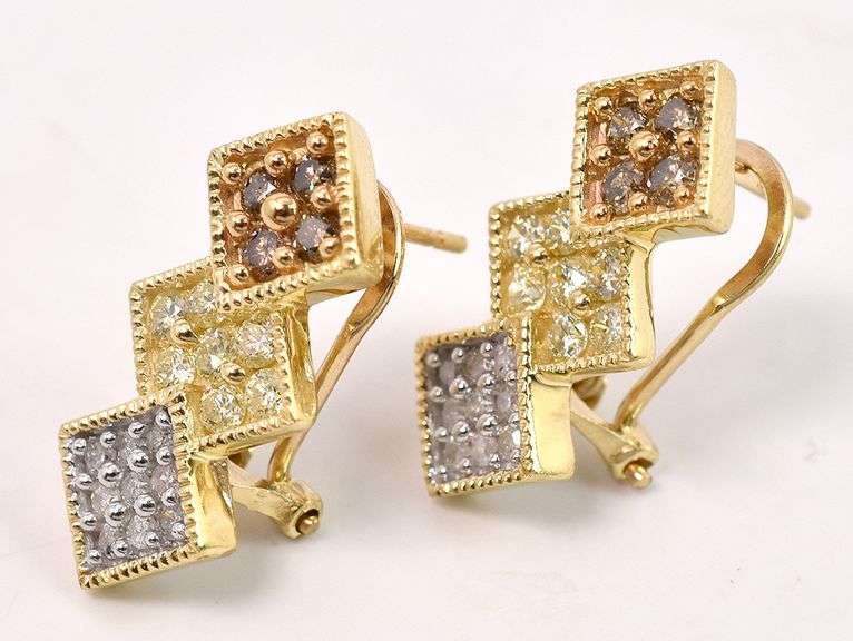 Dazzling Diamond Dangle Earrings in 14K Yellow Gold