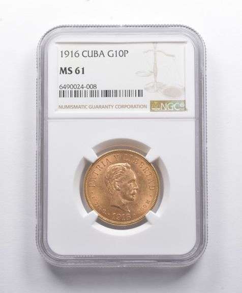 MS61 1916 Cuba Gold 10 Pesos NGC