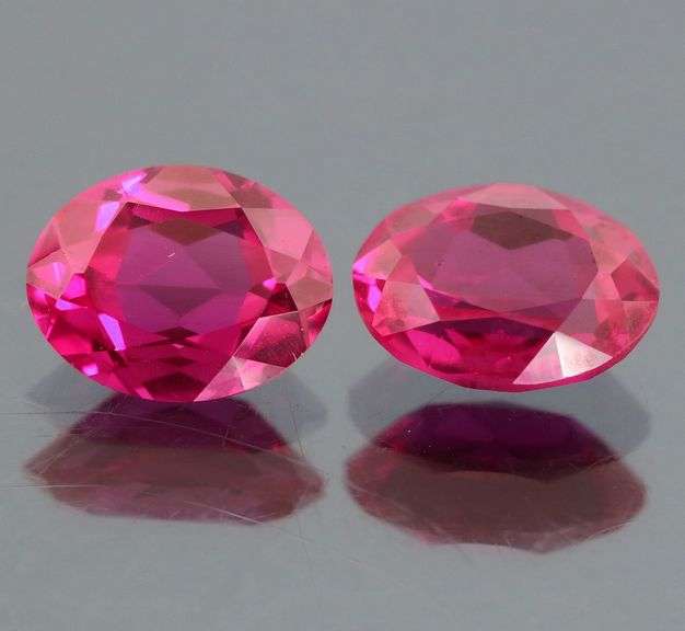 Fantastic 4.18ct cherry red created Ruby pair