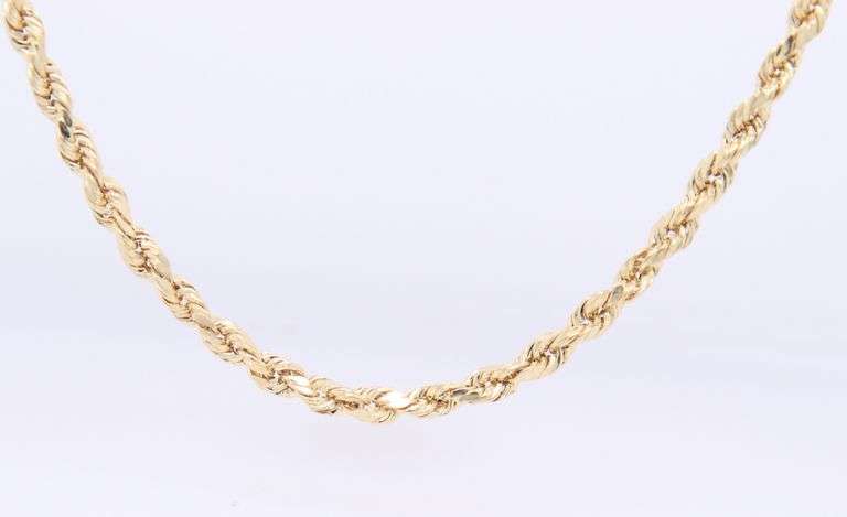 Popular Yellow Gold Rope Chain Necklace