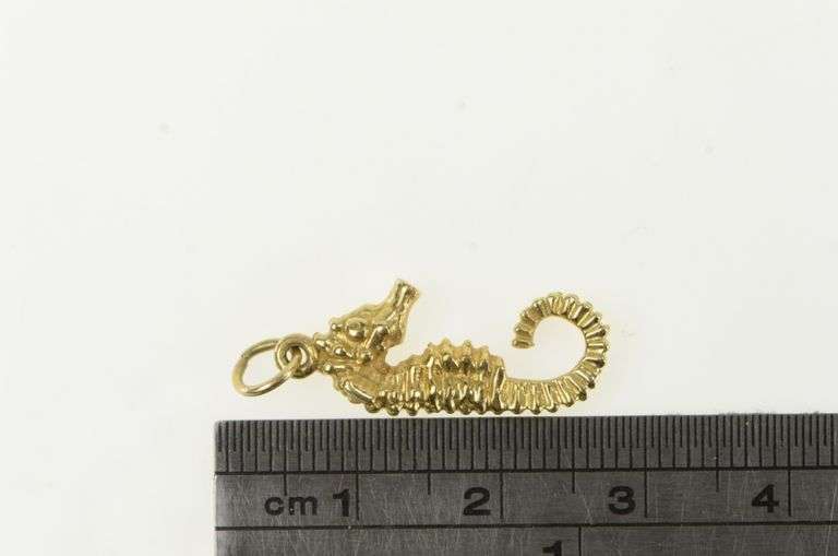 14K Yellow Gold 3D Sea Horse Ocean Animal Fish Charm/Pendant