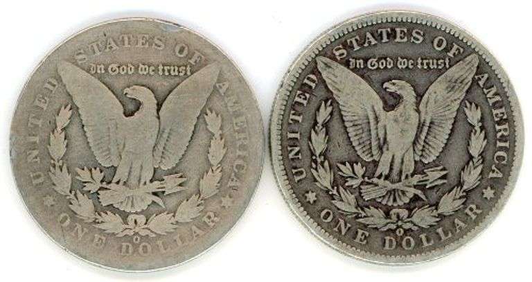 Two Different Morgan Silver Dollars: 1890-O & 1900-O